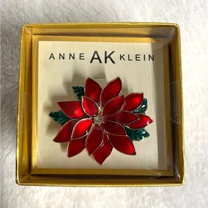 Anne Klein Christmas Brooch Poinsettia